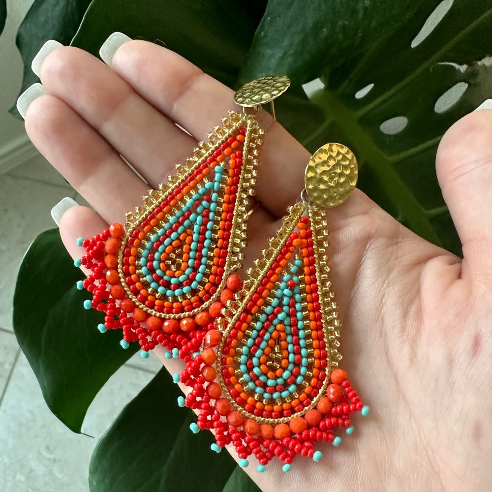 Handmade beaded drop earrings